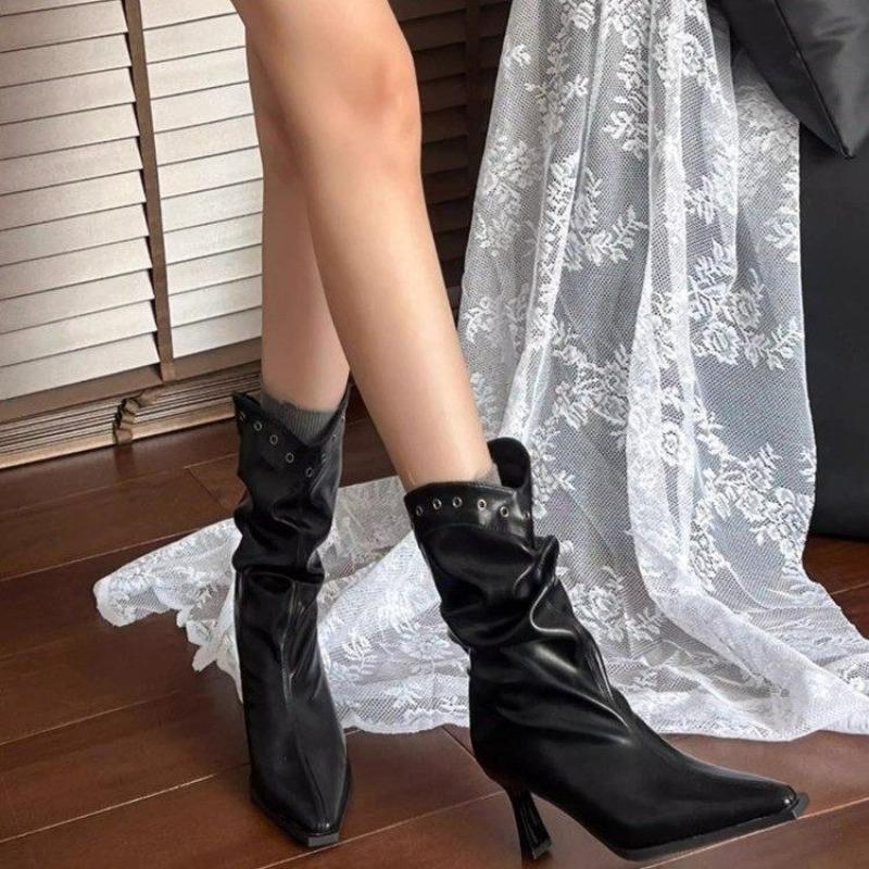 2026 Autumn New Pointed Toe Stiletto High Heel Temperament French Fashion Sexy Beauty Booties