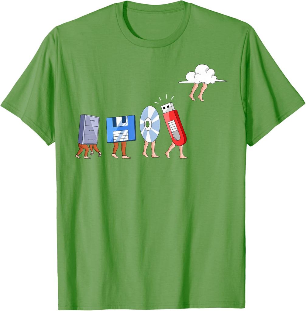 Evoluzione dell'Archiviazione Dati Maglietta Grafica Divertente Regalo per Sviluppatore Cloud Computing T-Shirt Casual