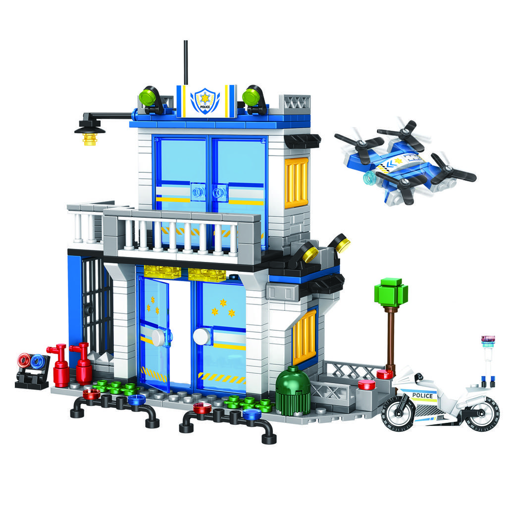 352PCS Police Station Construction Bricks Kit City Assembly Puzzle Model Toy Blocks Education Desktop Decor Gifts