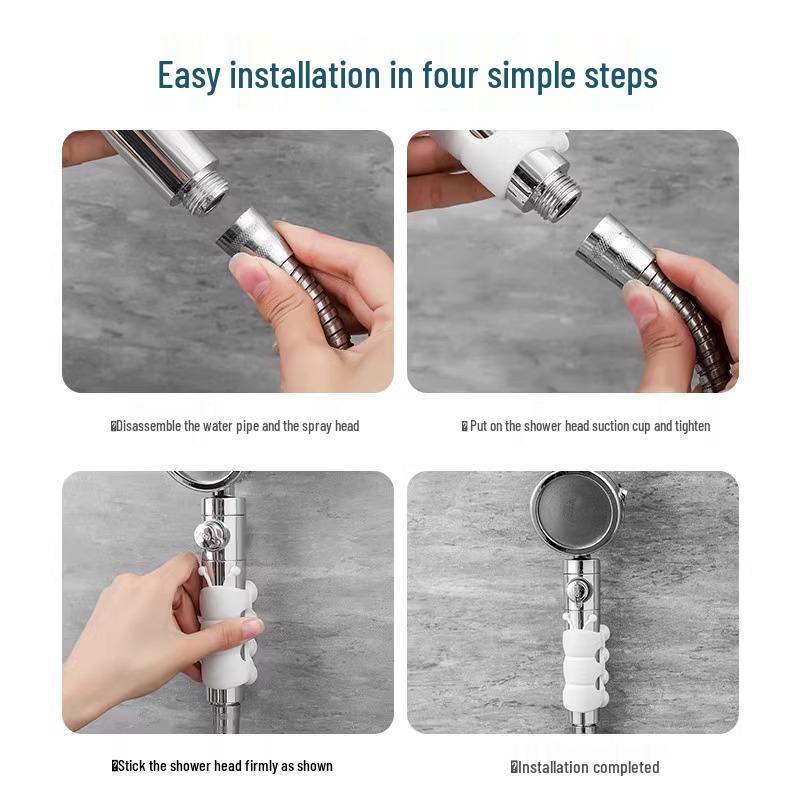 No-Drill Suction Cup Shower Head Holder with Movable Silicone Base