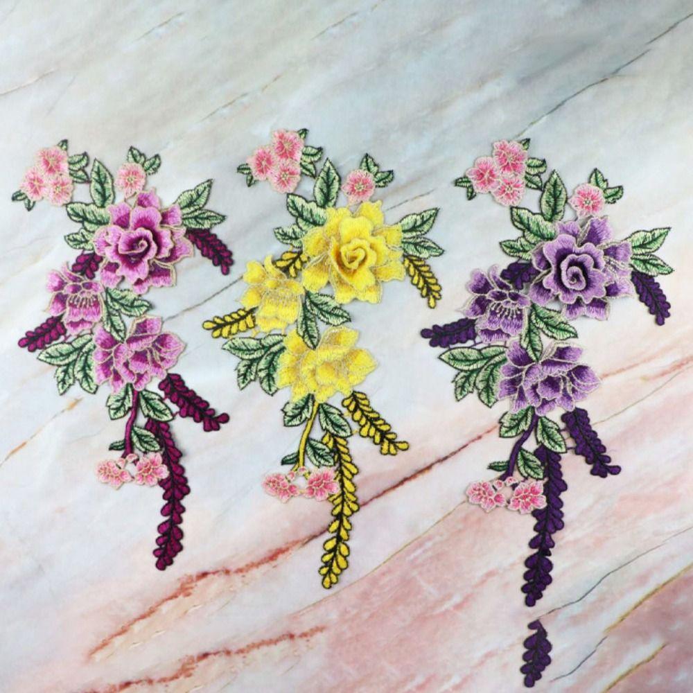 Polyester Fiber Embroidery Flower Patch DIY Handmade Floral Patches Fashion Sew On Patch  Hat