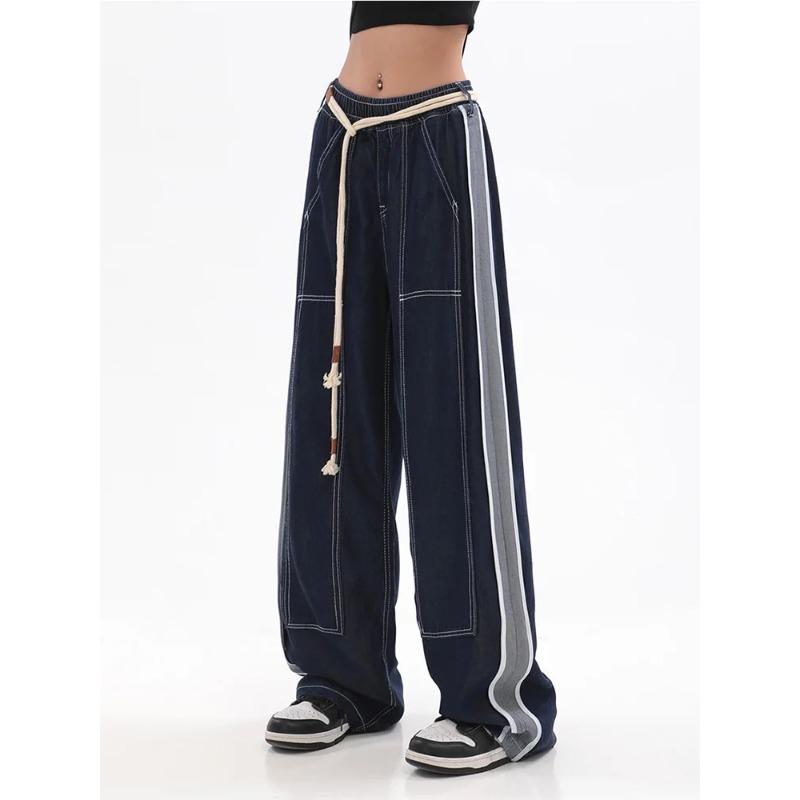 Womens Jeans High Waist Fashion Straight Baggy Denim Pants Streetwear American Style  Wide Leg Denim Trouser Spring 2024