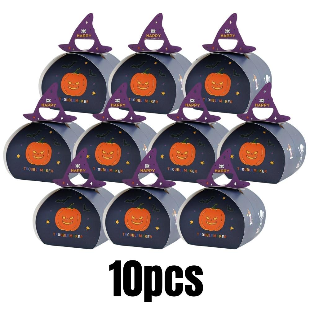 10 Stück Halloween Süßigkeitenboxen Kürbisform Trick or Treat Keksdose Partygeschenk Verpackungsmaterialien Schokoladenverpackung Geschenktüte