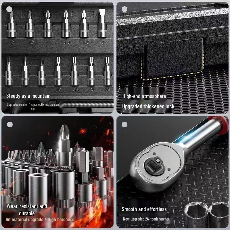 46dílná multifunkční sada nářadí: Nástrčné a ráčnové klíče, šroubováky pro opravy aut a domácností