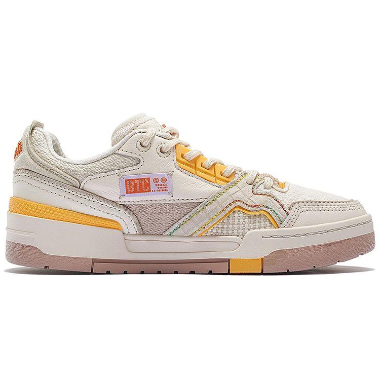 Li Ning 001 Btc Sp Fabric Leather Trendy Non-Slip Shock Absorbing Wear-Resistant Low-Top Skate Shoes Women sneaker Gray AZGS092-2