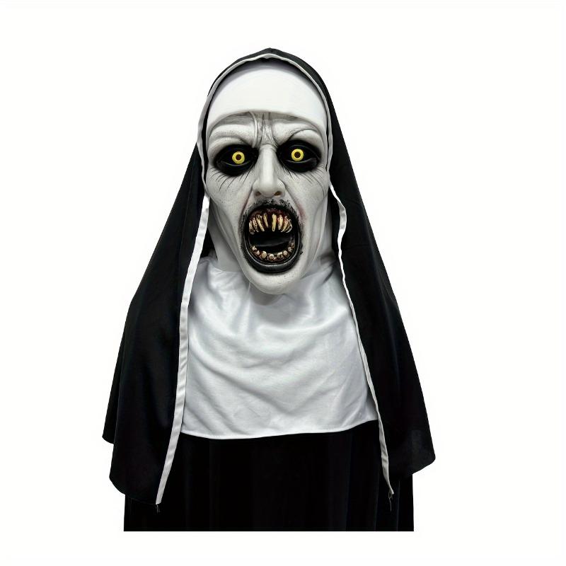 Mask Frightening Nun Costume Synthetic Latex Street Style Horror Accessory Realistic Details Halloween Horror Theme Events