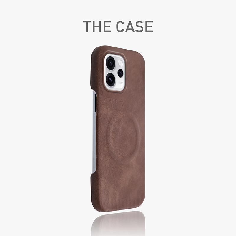 

For Magsafe Magnetic Wireless Charging Case For Oppo Reno15 Pro Sheepskin Leather Frameless Shockproof Hard Cover For Reno 15Pro Oppo Reno15 темно-коричневого кольору