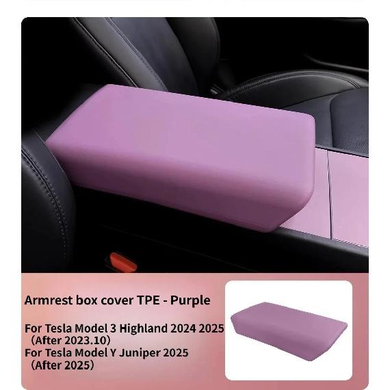 TPE Armrest Box Cover for Tesla Model Y/3/3+ Model Y Juniper Center Console Protective Cover Armrest Box Shell Car Accessories