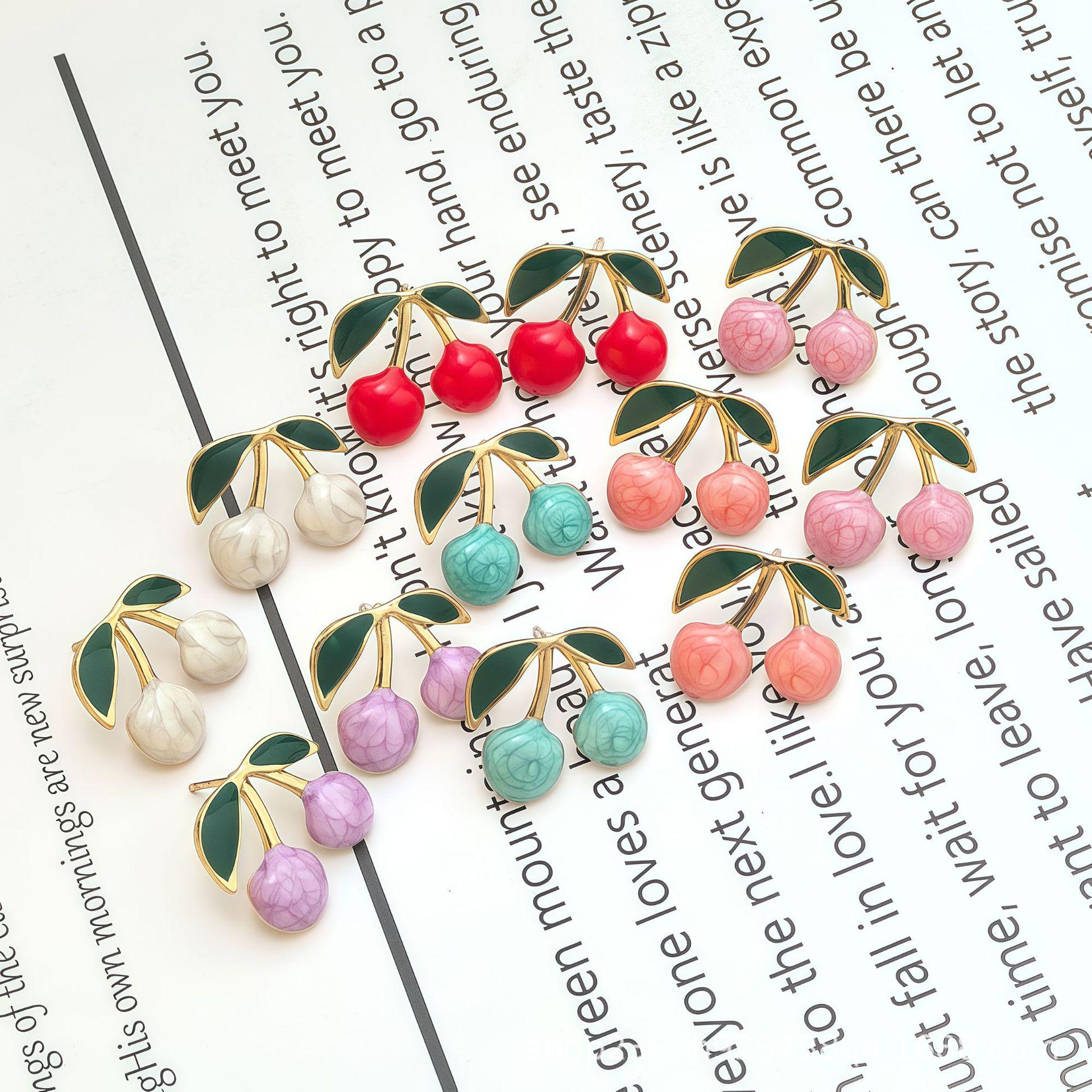 

Cherry Stainless Steel Stud Earrings - Unique, Versatile, and Fashionable Design білий