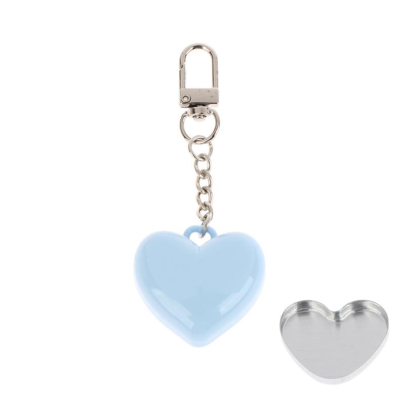 1Pcs Heart Shape Mini Empty Blush Powder Box Eye Shadow Container With Mirror And Aluminum Pan Key Chain Lipstick Case Packaging