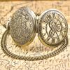 Vintage Bronze Steampunk Cutout Quartz Pocket Watch Necklace Chain Pendant Clock MenWomen Gift