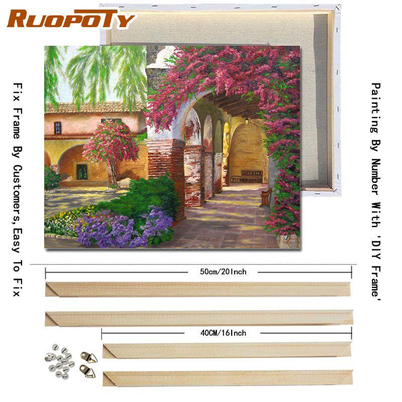 

Ruopoty Beauty Garden Landscape Diy Наборы для рисования по номерам Ручная роспись маслом Настенная картина Акриловая краска по номерам 40x50CM с рамкой Diy
