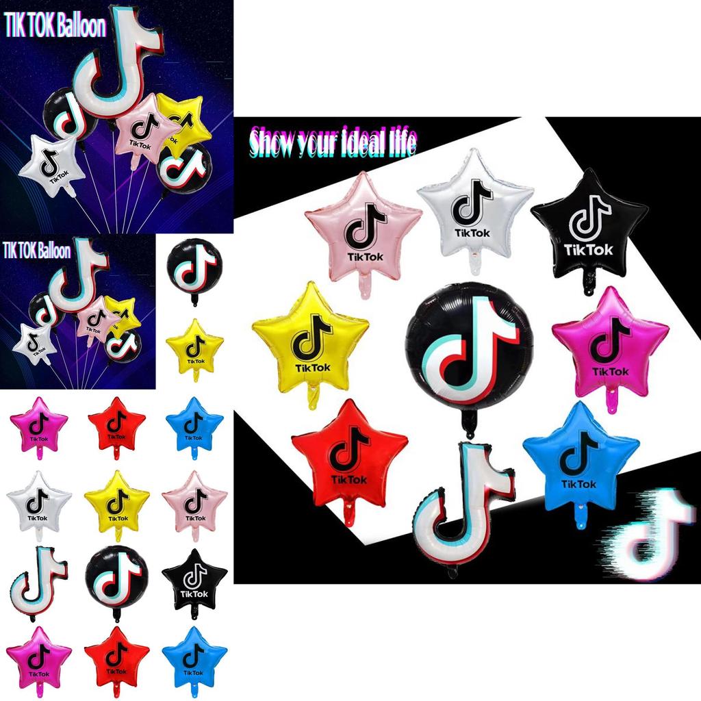 Tik Tok Logo Star Foil Balloon For Adults And Kids Birthday Party Decor Supplies