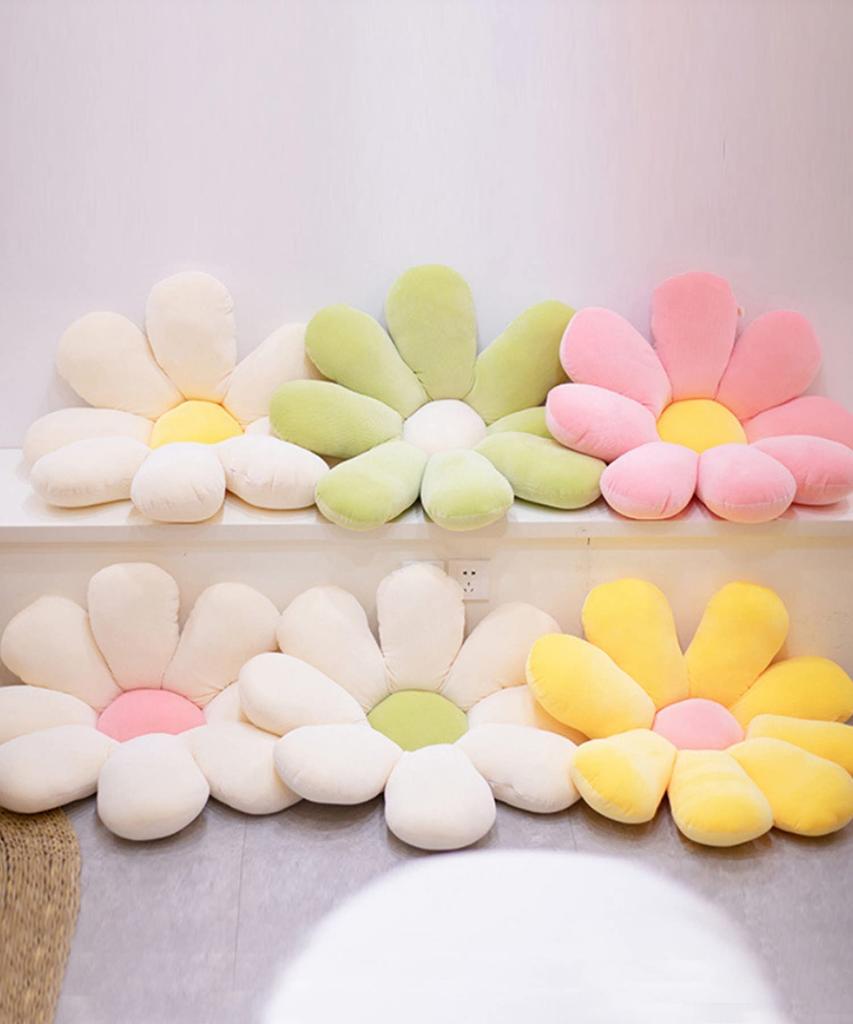 Aimoha Flower Cushion Chair Cushion Chair Bad Cushion Zabuton Flower X (White Yellow)