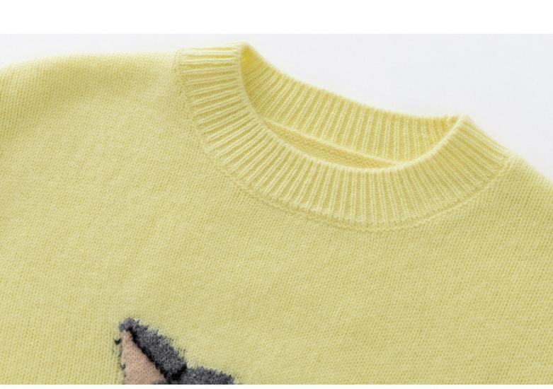Cashmere Knit Cat Pattern Sweater - Autumn/Winter Loose Fit Round Neck Layer