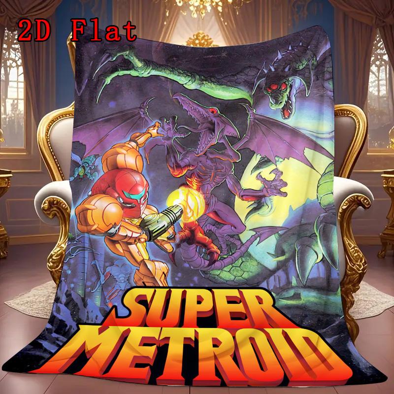 Super Metroid 2D Flat Pattern Flannel Blanket High quality All Seasons Warmth and Comfort Perfect for Christmas Gifts.SMT0917177