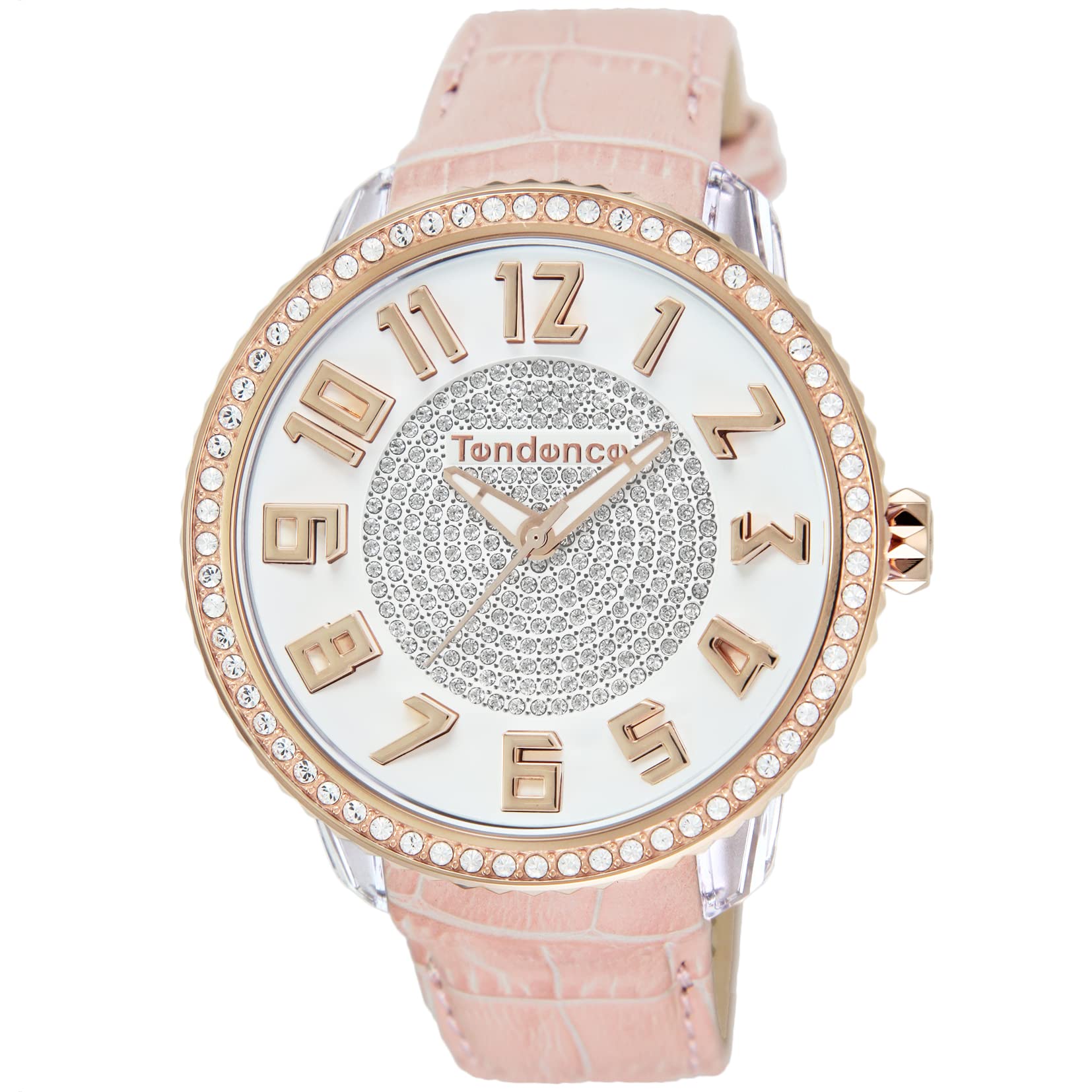 Часы Tendence Glam White с минеральным кварцевым механизмом, 48,5 мм, TY430141, Женские, Розовый, Циферблат, Поликарбонат, Стекло,