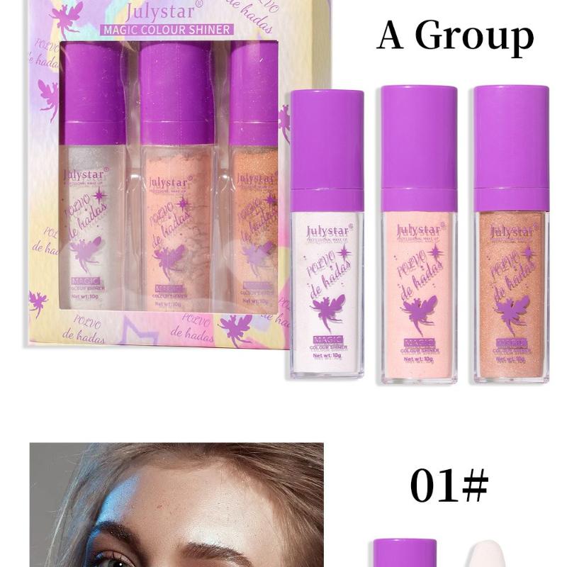 Make-up Fee Pat Puder Set Gesicht Dreidimensionales Contouring Glitzer Körperaufhellung Perlmuttfarbenes Highlight-Puder Set