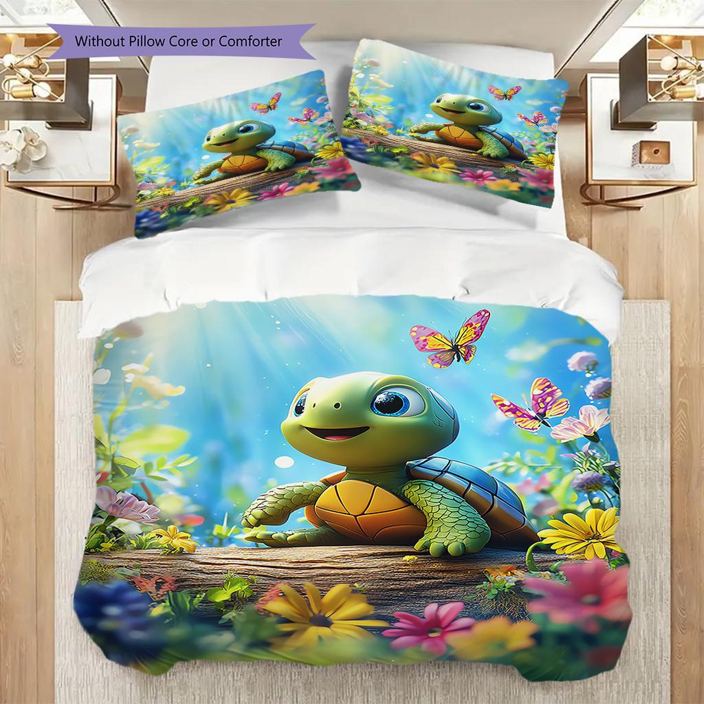 Juego de Colcha con Estampado de Carey Funda de Colcha Funda de Almohada Decoración del Hogar Regalo de Cumpleaños (1 * funda nórdica + 2 * fundas de almohada, sin núcleo)