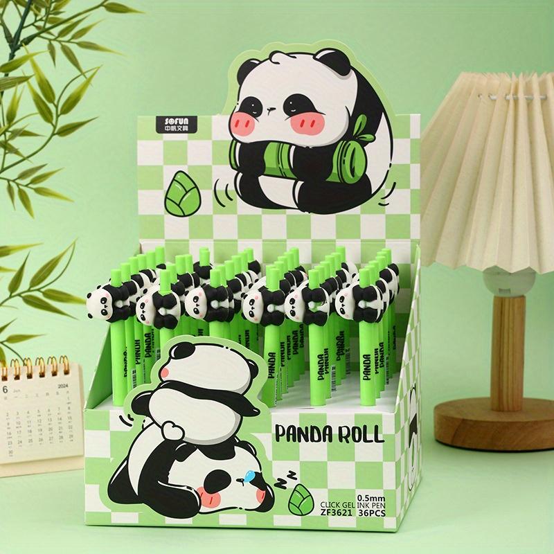 36pcs Panda Soft Rubber Panda Press Neutral Pen 0.5mm Mechanical Student Cartoon Prize Pen Stationery Neutral Pen Student Stationery Writing Pen Random style