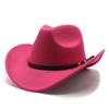New Unisex Vintage Western Cowboy Cowgirl Felt Hat With Punk Belt Winter Autumn Panama Imitation Wool Jazz Cap
