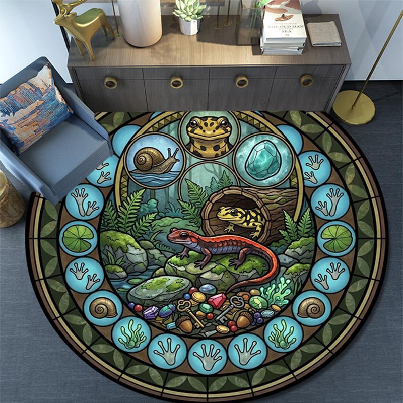 Forest Creatures Glass Round Area Rug Under Office Chairs Bedroom Living Room Home Decor