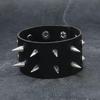 European American Punk Men's Faux Leather Spike Bracelet