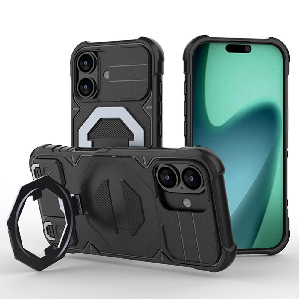 For iPhone 17 Case Compatible with MagSafe PC + TPU Kickstand Phone Cover with Lanyard