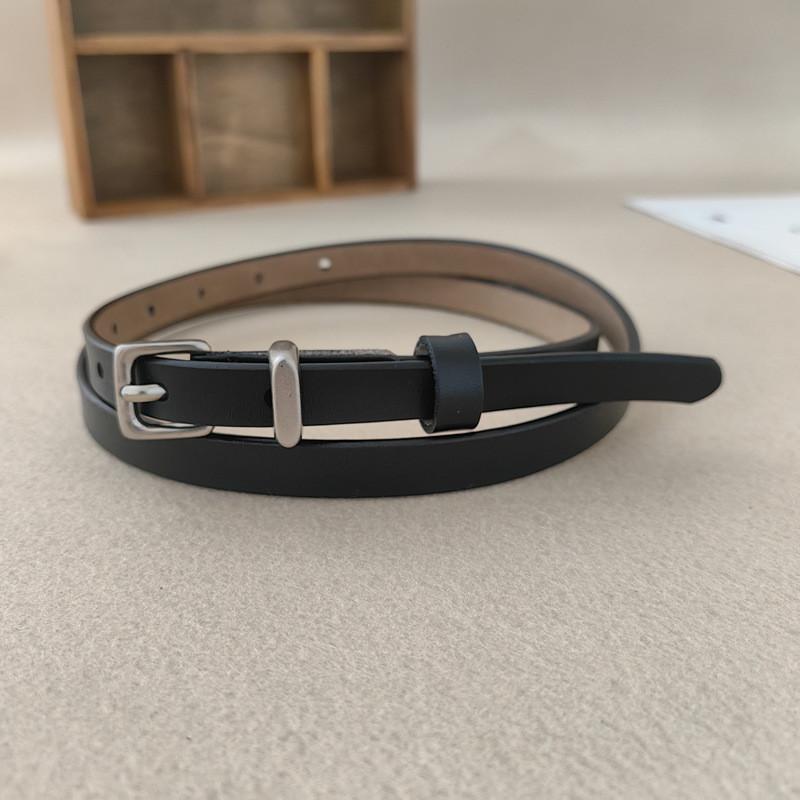 Genuine Leather Slim Belt Women With Alloy Pin Closure For Fashionable Daily Use