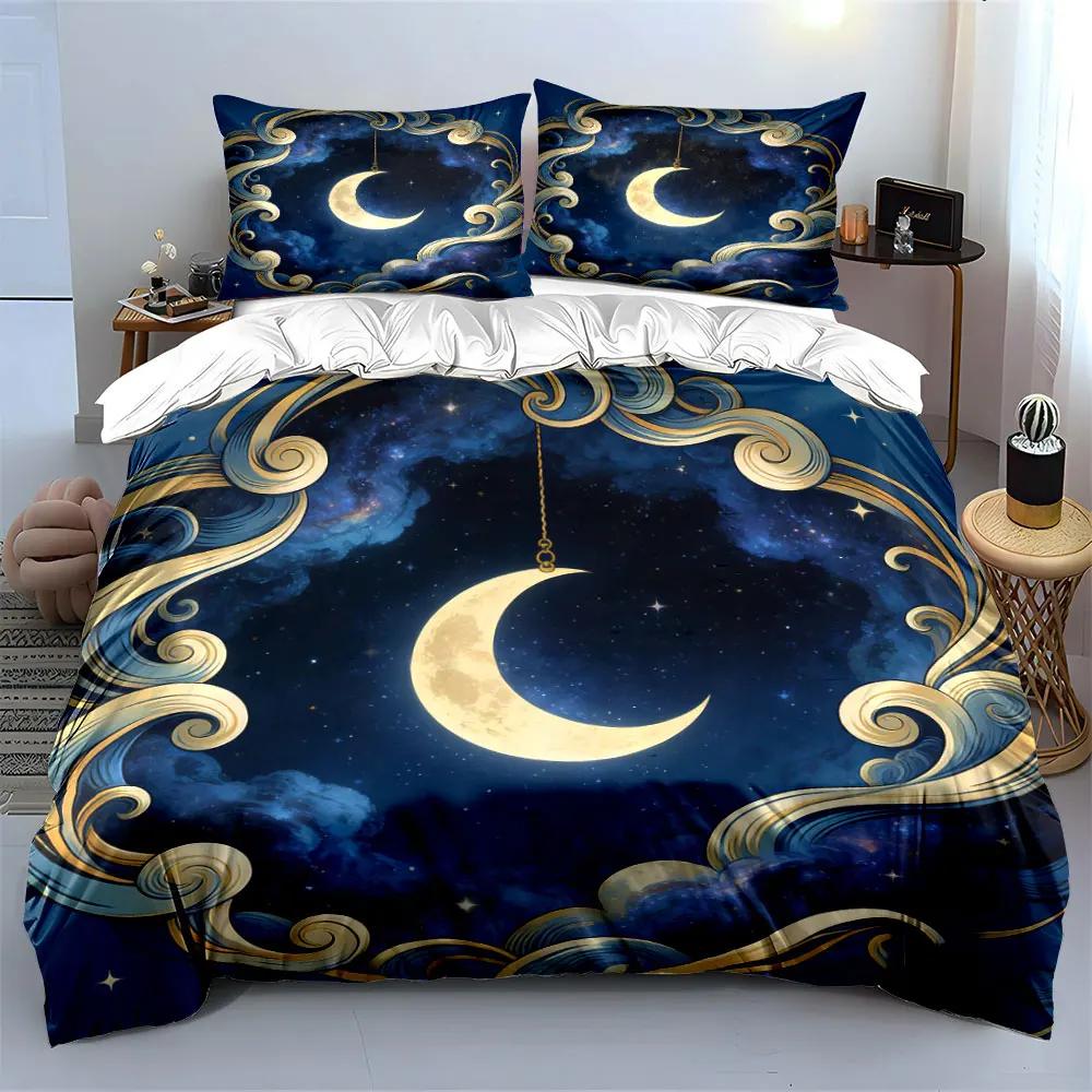 Moonlight Decor Set Night Theme Soft Comfortable Duvet Cover Bedding Set Included 1*Duvet Cover & 2*Pillowcases Gift