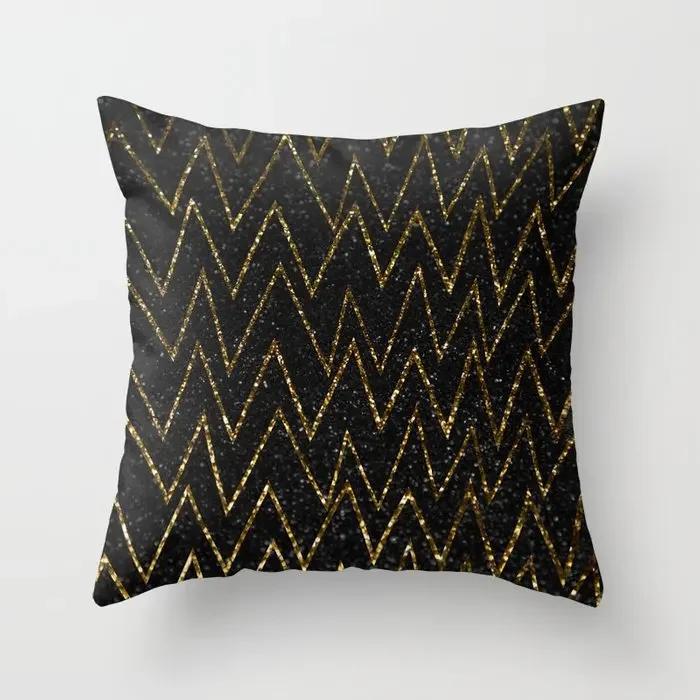 Brand New Gold Black Marble Geometric Cushion Covers Polyester Modern Decorative Throw Pillows Cover Sofa Car Seats Pillows Case