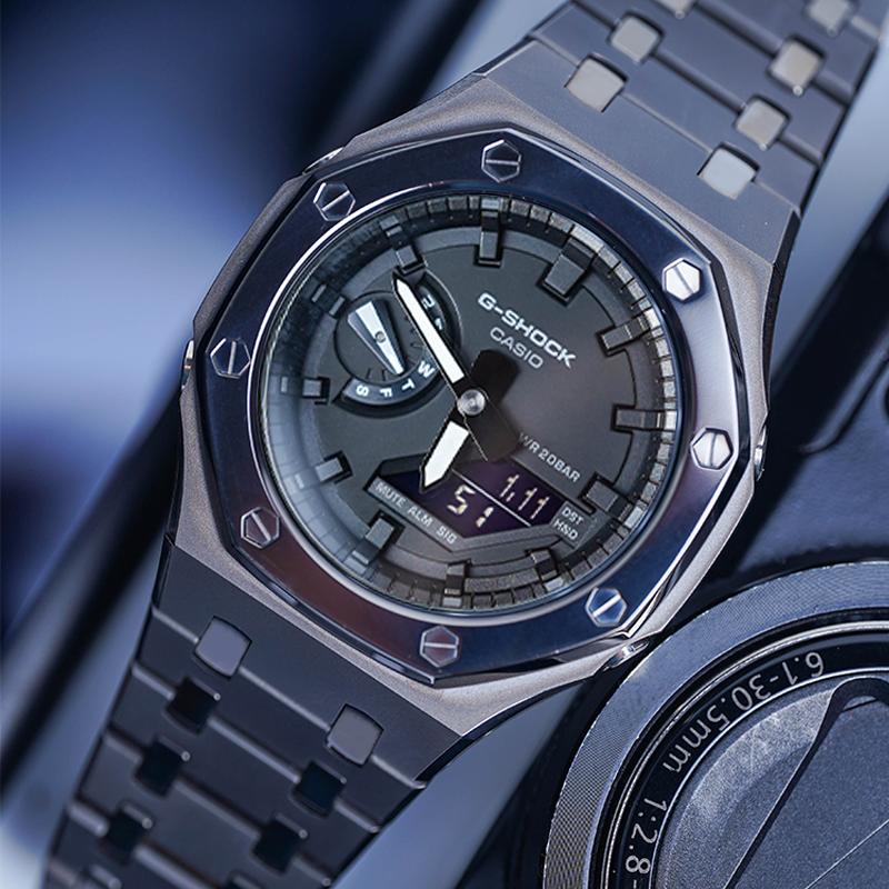 Casio Herren Flüssigkristall/Analog Dual-Display Serie Schwarze Uhr GA-2100-7A-
