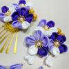 Purple Tsumami-zaiku Hair Ornament with Dried Flowers and Gold Baby's Breath - Perfect for Shichi-Go-San, Graduation Ceremonies, and as a Headpiece