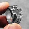 Vintage Black Cross Amulet Men Rings Stainless Steel Jewelry Punk Rock Fashion Cool Stuff Accessories For Women Gift