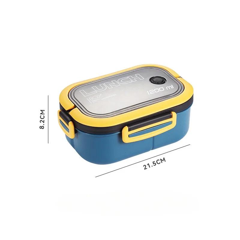 Einzelne doppelschichtige Lunchbox Tragbares Fach Obst Lebensmittel Mikrowelle Lunchbox mit Gabel und Löffel Picknick Frisch