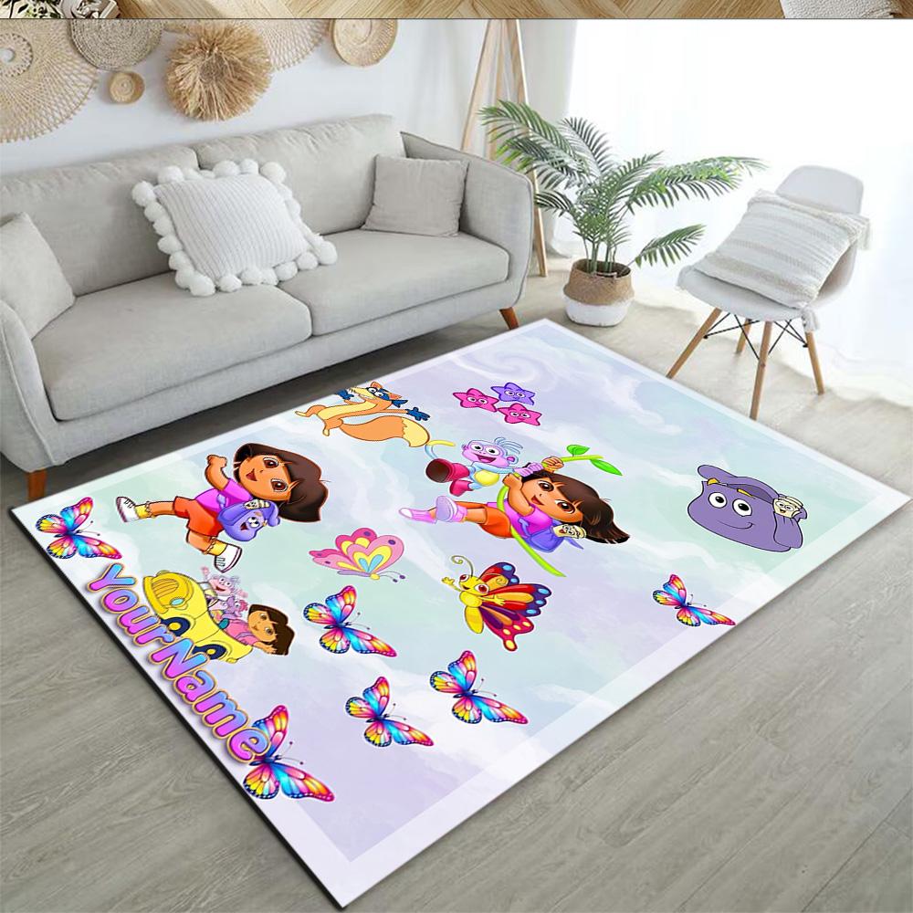 Dora Explorer Customizable Name Floor Rug Office Rug Design for Kitchen Foyer Decorate room Living Rooms Antislip Carpet Anime Office Decor