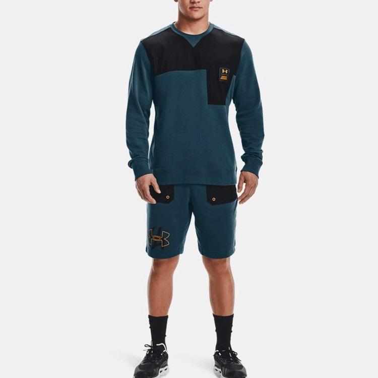 Under Armour Rival Training Color Block Crew Sweatshirt Men Sweatshirt Blue 1366405-413