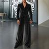Зима Осінь Чоловічий Піджак з Оксамиту з Гострими Лацканами та Довгим Рукавом, Довгі Штани, Повсякденні Комплекти, Набори з Двох Предметів