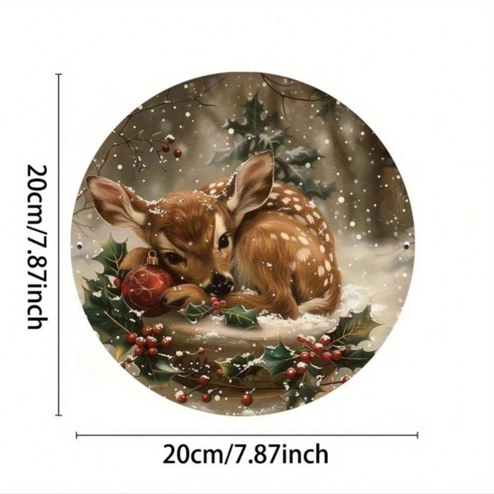 Vintage Christmas Deer Metal Wall Art Retro Farmhouse Aluminum Sign Home Decor