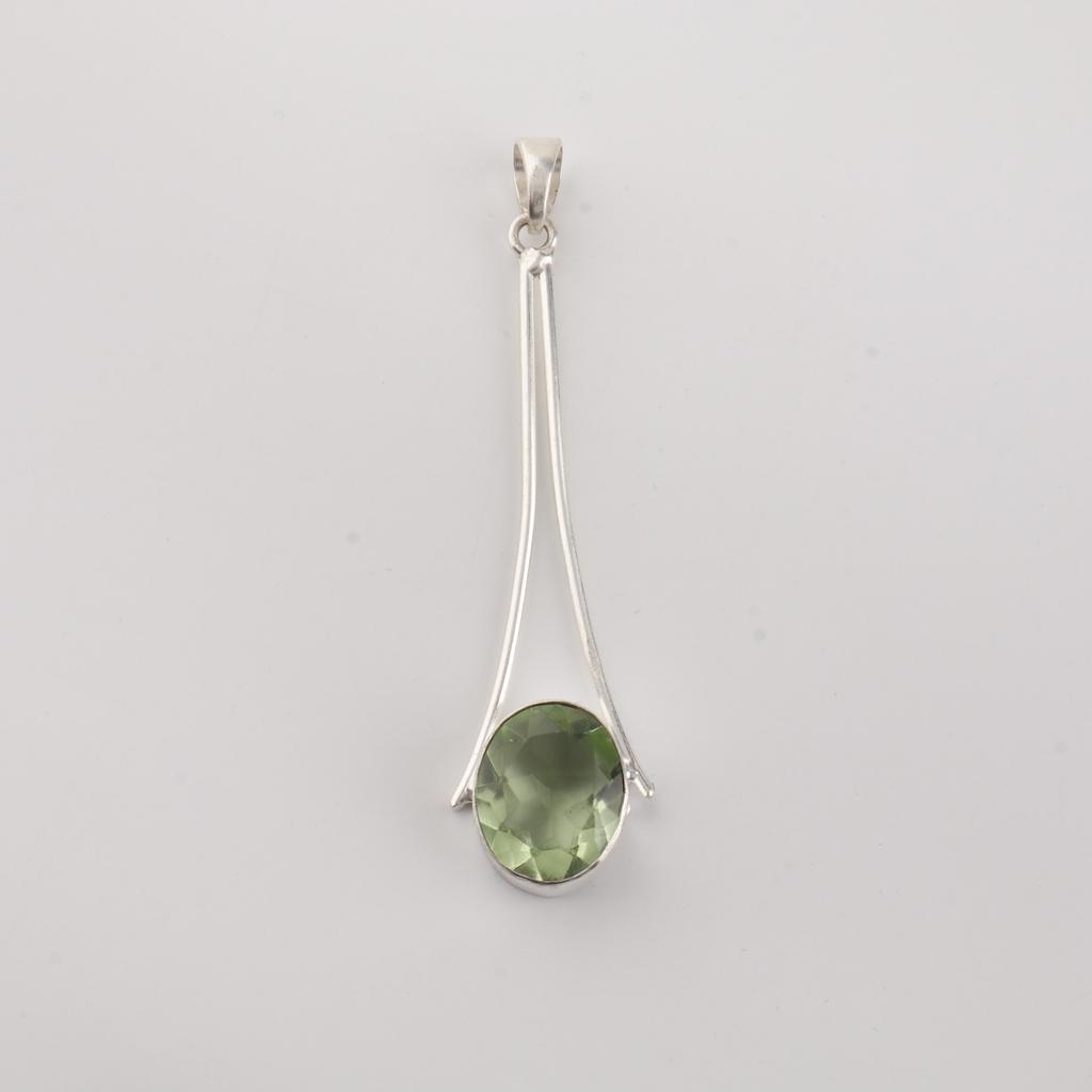 Green Amethyst Gemstone 925 Sterling Silver Handmade Jewelry Designer Pendant 1.79" For Gift PP-69-20