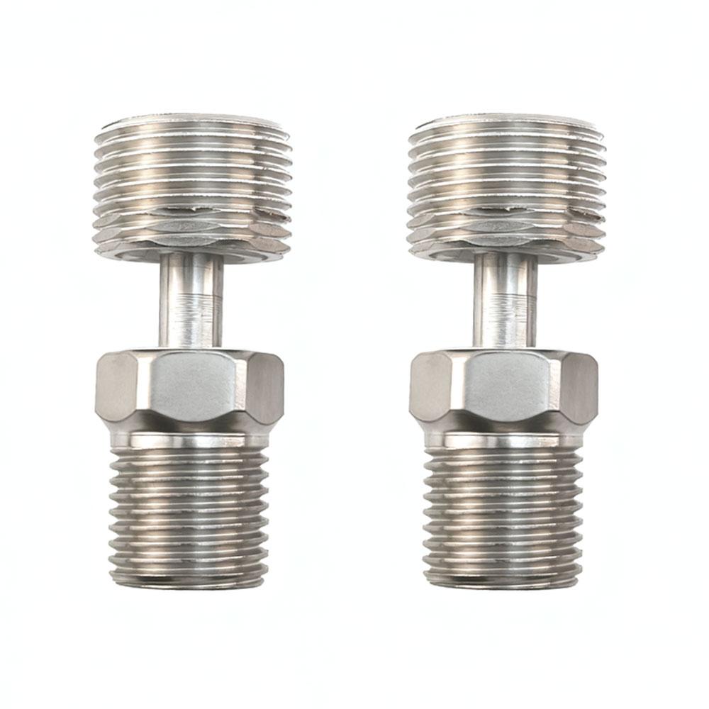304 Stainless Steel Eccentric Screw Universal Angled Curved Foot Adjustment 360° Rotatable Wall Mounted Shower Faucet Adapter 2PC