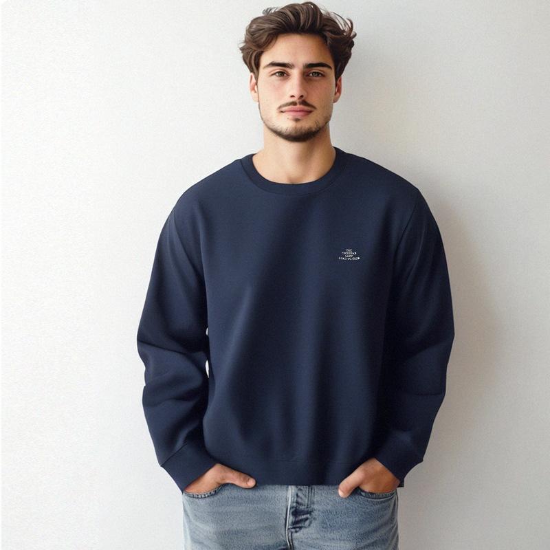 Casual Crewneck Sweatshirt for Men Breathable Crew Neck Loose Fit Pullover Tops Long Sleeve Sweatshirts Men's Basic Pullover Sweatshirt Plus Size