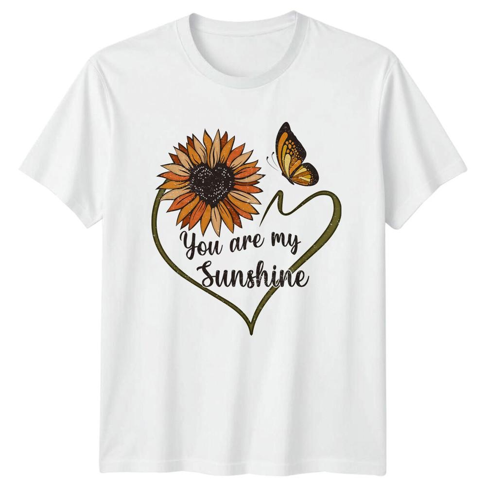 Butterfly Sunflower You Are My Sunshine Heart Nature Graphic TShirt S
