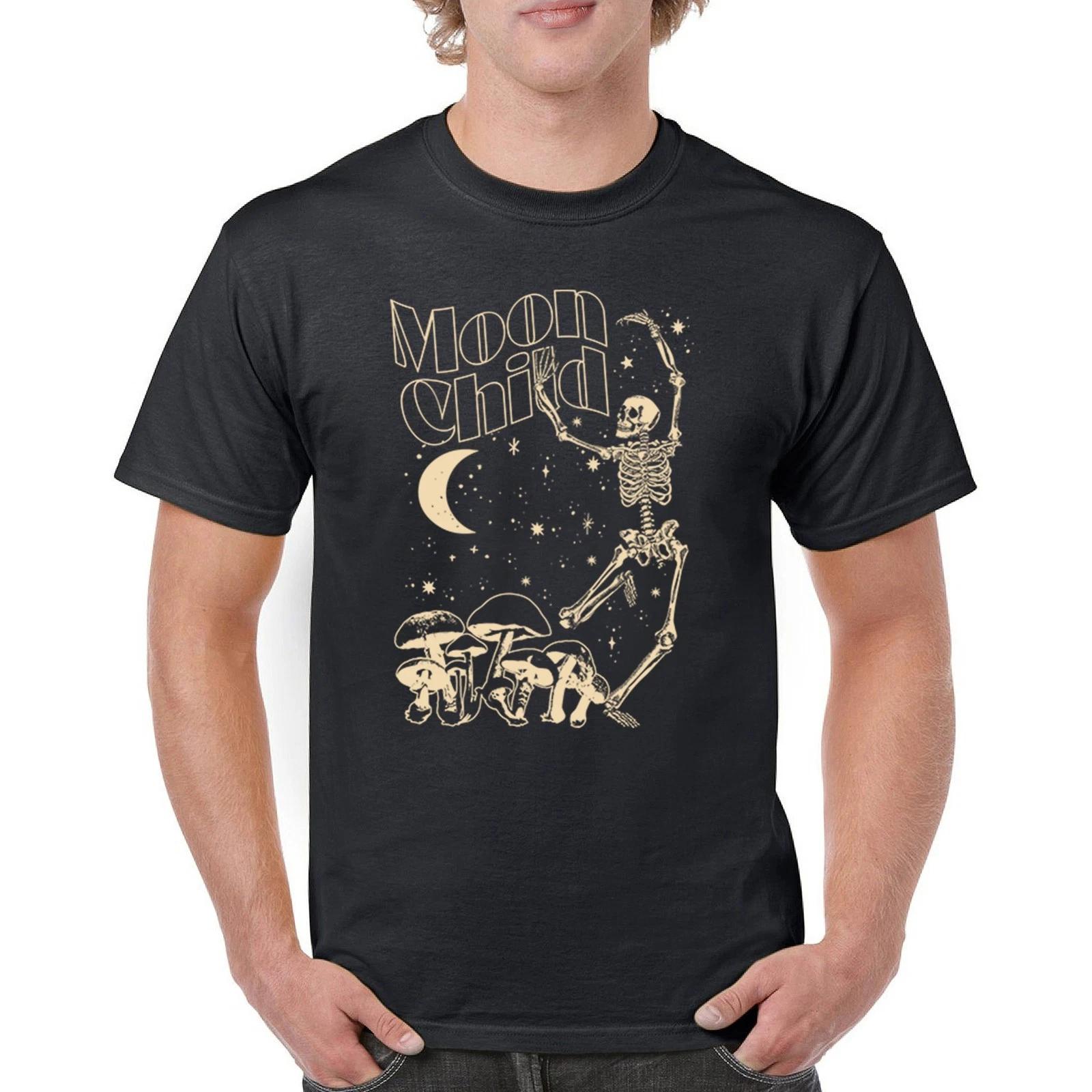 Moon Child Skeleton kids boys T-Shirt Mystic Mushroom Lunar Spirit Halloween  Tee 110
