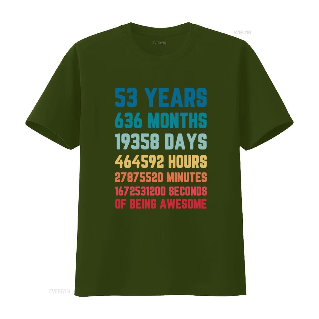 53 Jahre 636 Monate 19358 Tage Herren T-Shirt 100% Baumwolle 53. Geburtstag vintage gewaschen leicht lässig stilvoll Unisex
