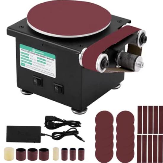 MXBAOHENG Mini Electric Disc 8000 Compact Desktop Belt Grinder for Polishing Curved and DIY Sander, Rpm, 7-Speed, Grinder, Sander, Multi-Function