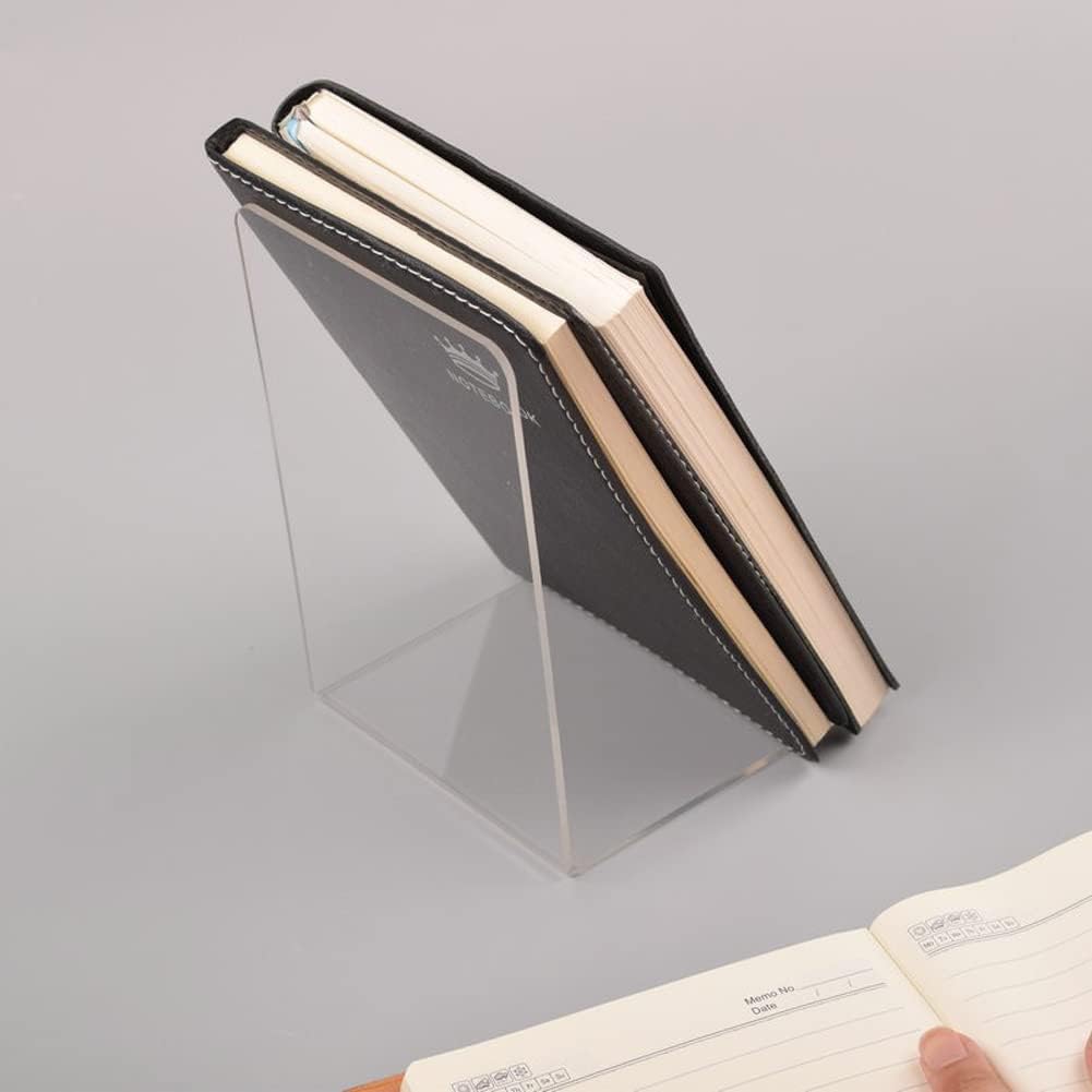 1 Piece Acrylic Bookend Heavy Duty Book End Book Holder Stopper L Shaped Book Stopper Desktop Organizer for Books Movies CDs