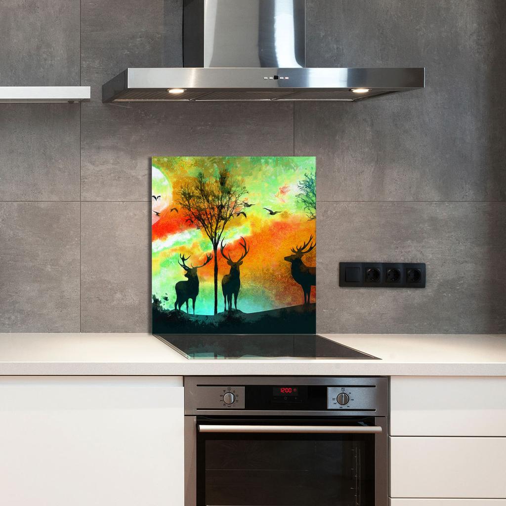 PANEL SZKLANY DO KUCHNI 60x65 Jeleń