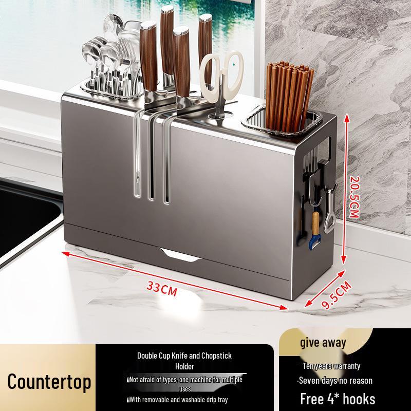 Multifunctional Kitchen Knife & Utensil Wall-Mounted Storage Rack