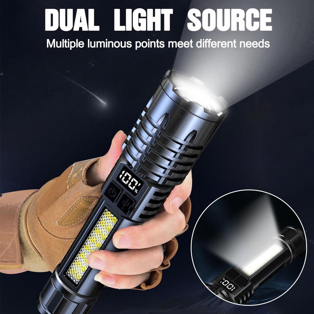 2 Pack Rechargeable LED Flashlights High Lumens Super Bright Flashlight with 5 Modes Waterproof Zoomable Powerful Torches